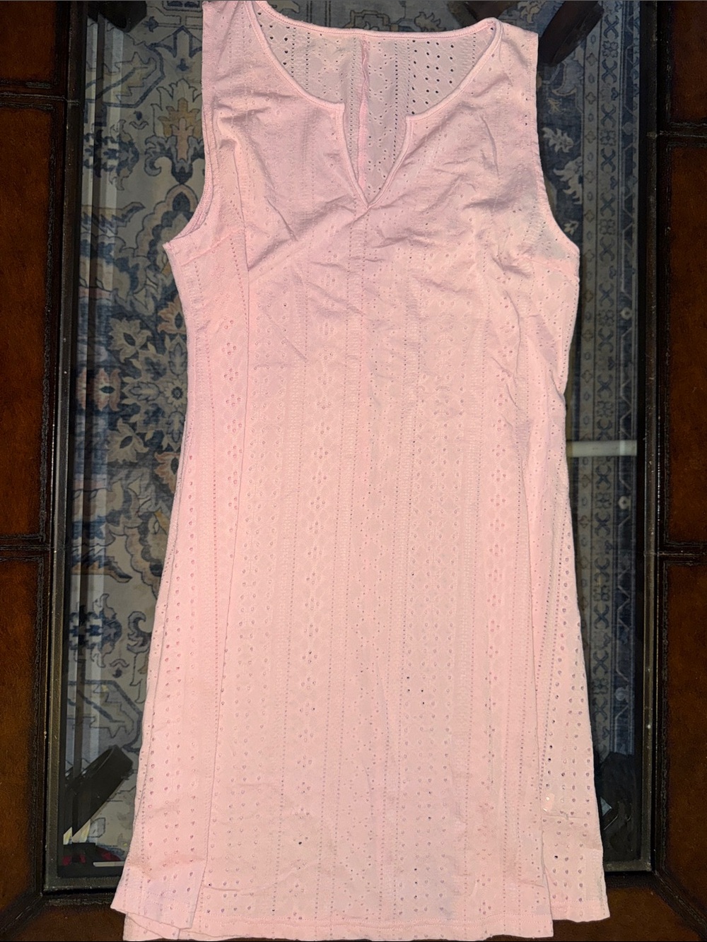 Sleeveless Eyelet Shift Dress in Light Pink